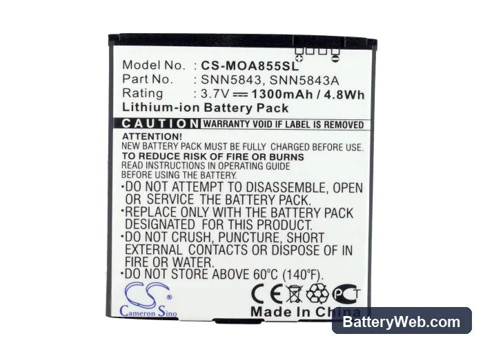 Sprint ADMIRAL Replacement Battery, 3.7V, 1300mAh, Li-ion 5