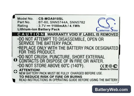 Motorola A910 Replacement Battery, 3.7V, 1100mAh, Li-ion 5