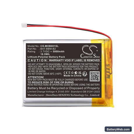 Babysense HD S2 Replacement Battery, 3.7V, 5000mAh, Li-Polymer 3