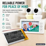 Babysense HD S2 Replacement Battery, 3.7V, 5000mAh, Li-Polymer 5