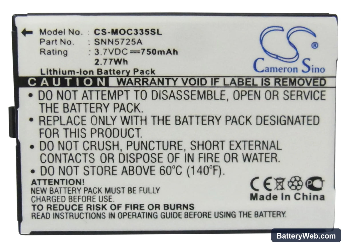 Motorola C300 Replacement Battery, 3.7V, 750mAh, Li-ion 5