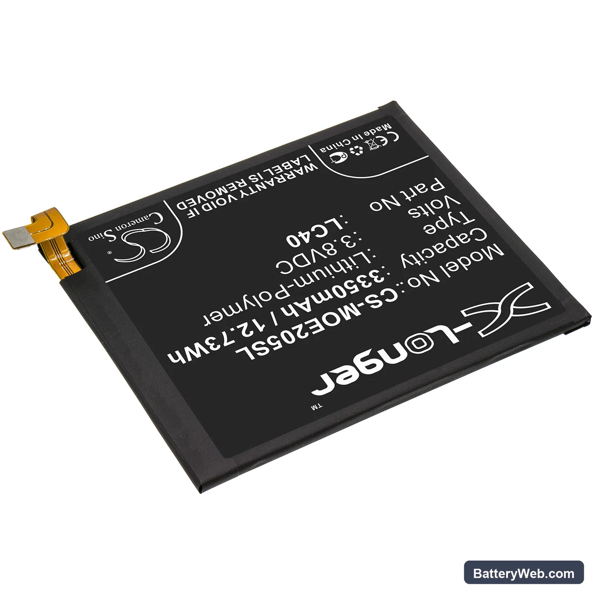 Motorola Moto E7 Replacement Battery, 3.8V, 3350mAh, Li-Polymer 2