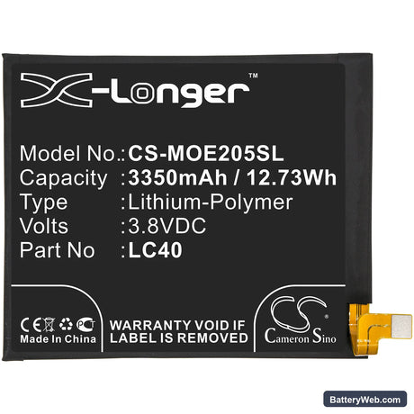 Motorola Moto E7 Replacement Battery, 3.8V, 3350mAh, Li-Polymer 3