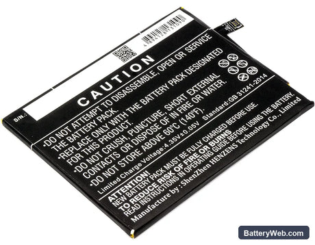 Motorola Moto E4 Plus Replacement Battery, 3.8V, 4850mAh, Li-Polymer 3