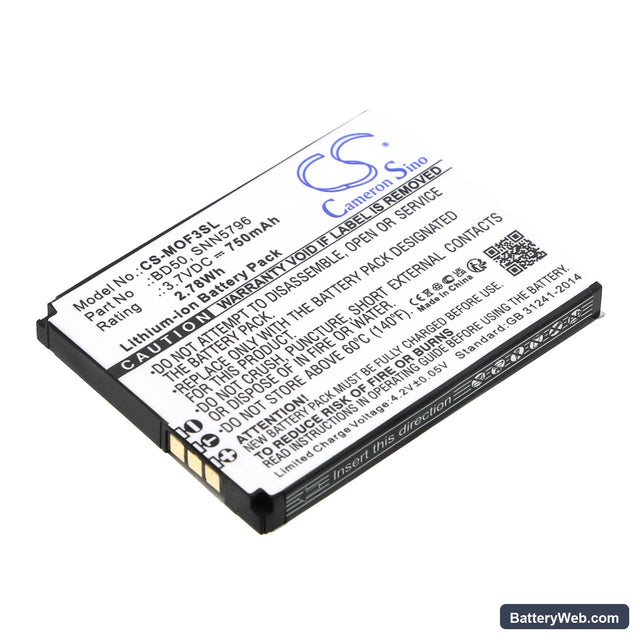 Motorola F3 Replacement Battery, 3.7V, 750mAh, Li-ion 1