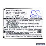 Motorola F3 Replacement Battery, 3.7V, 750mAh, Li-ion 3