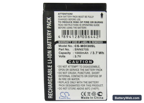 Motorola i870 Replacement Battery, 3.7V, 1000mAh, Li-ion 5