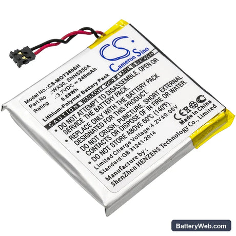 Motorola Moto 360 Replacement Battery, 3.7V, 240mAh, Li-Polymer 1
