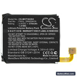 Motorola Moto 360 2nd 2015 Replacement Battery, 3.8V, 370mAh, Li-Polymer 3