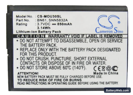 Motorola Krave ZN4 Replacement Battery, 3.7V, 850mAh, Li-ion 5