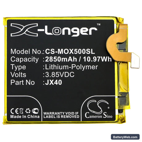 Motorola Moto X5 Replacement Battery, 3.85V, 2850mAh, Li-Polymer 3