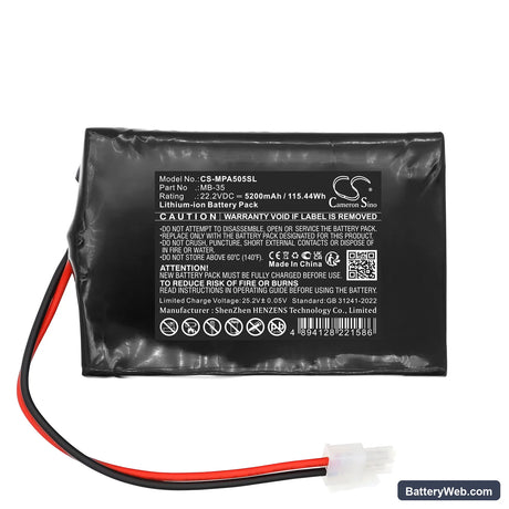 Mipro MA-505 Replacement Battery, 22.2V, 5200mAh, Li-ion 3