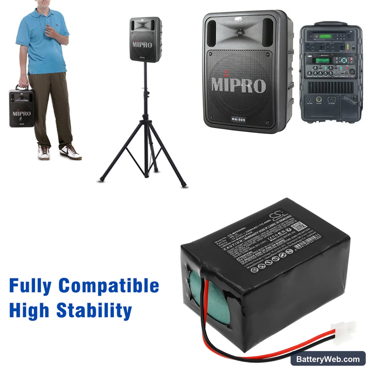 Mipro MA-505 Replacement Battery, 22.2V, 5200mAh, Li-ion 6