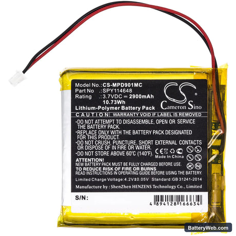 Marantz PMD-901V Replacement Battery, 3.7V, 2900mAh, Li-Polymer 3