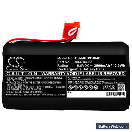 Physio-Control Lifepak 9 Replacement Battery, 16V, 2500mAh, Sealed Lead Acid 5