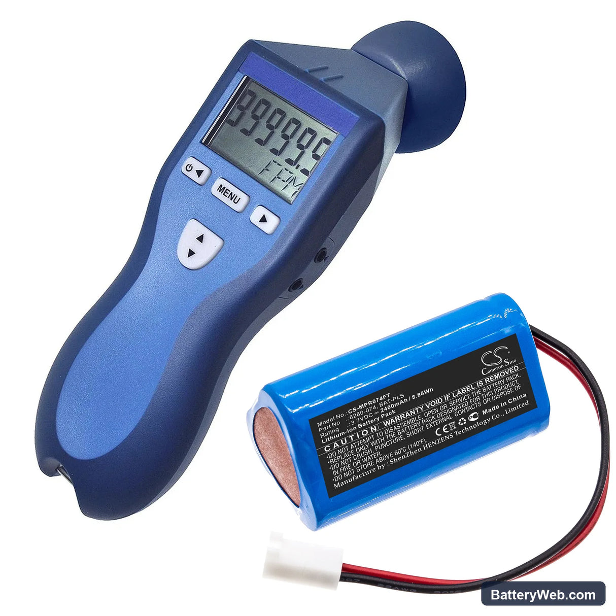 Monarch Pocket LED Stroboscope Replacement Battery, 3.7V, 2400mAh, Li-ion 6