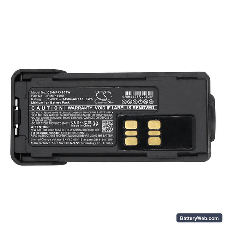 Motorola XPR3300 Replacement Battery, 7.4V, 2450mAh, Li-ion 5