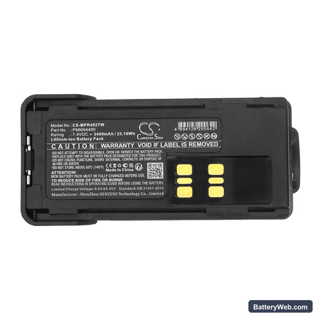 Motorola XPR3300 Replacement Battery, 7.4V, 3400mAh, Li-ion 5