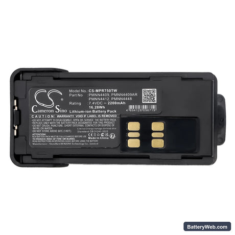 Motorola XPR7350 Replacement Battery, 7.4V, 2200mAh, Li-ion 5