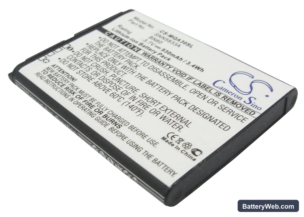 Motorola QA30 Replacement Battery, 3.7V, 930mAh, Li-ion 1
