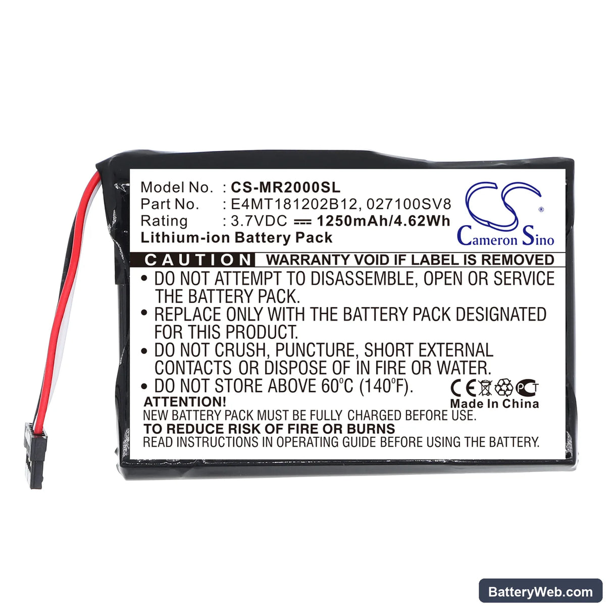 Magellan RoadMate 2000 Replacement Battery, 3.7V, 1250mAh, Li-ion 3