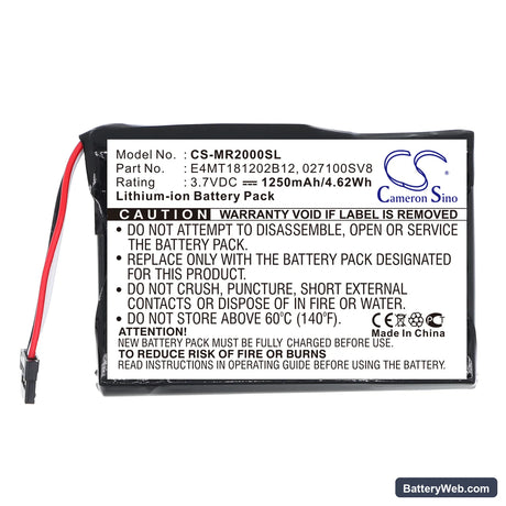 Magellan RoadMate 2000 Replacement Battery, 3.7V, 1250mAh, Li-ion 3