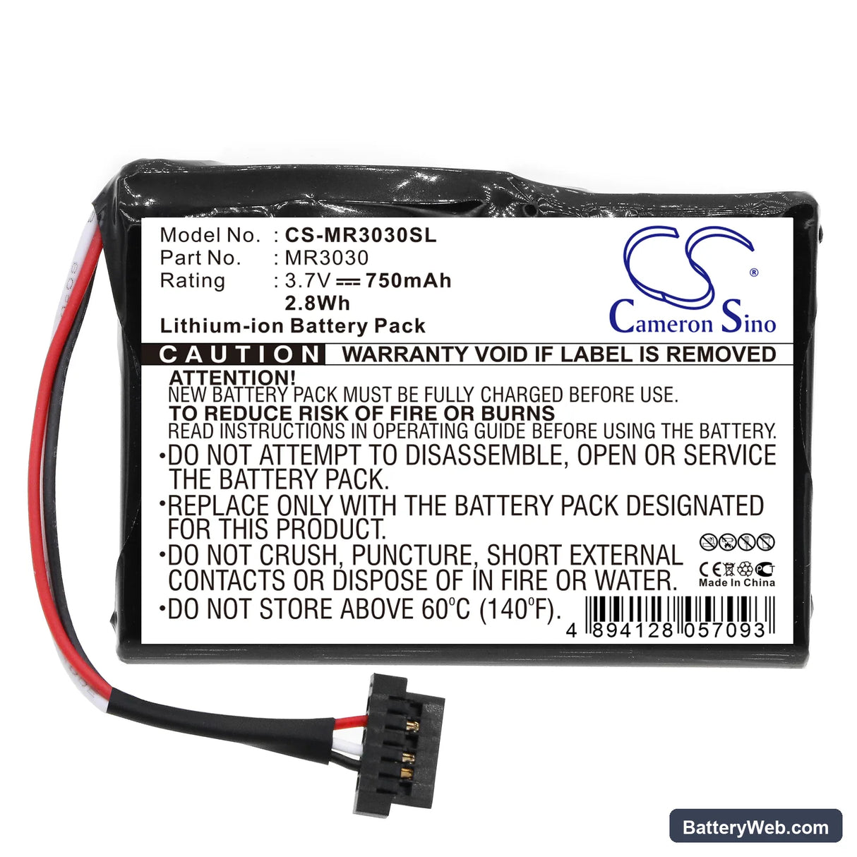 Magellan RoadMate 3030 Replacement Battery, 3.7V, 750mAh, Li-ion 3