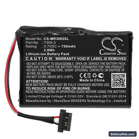 Magellan RoadMate 3065 Replacement Battery, 3.7V, 750mAh, Li-ion 3