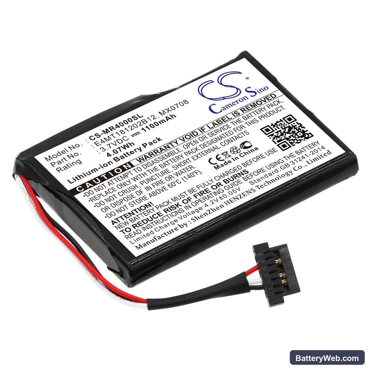 Magellan Maestro 4000 Replacement Battery, 3.7V, 1100mAh, Li-ion 1