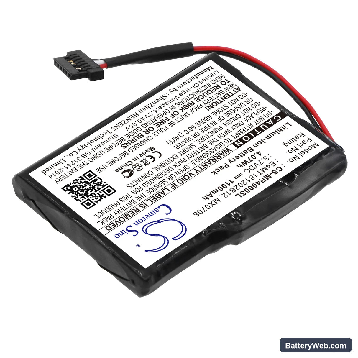 Magellan Maestro 4000 Replacement Battery, 3.7V, 1100mAh, Li-ion 2