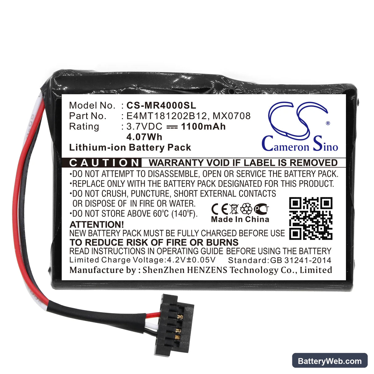 Magellan Maestro 4000 Replacement Battery, 3.7V, 1100mAh, Li-ion 3