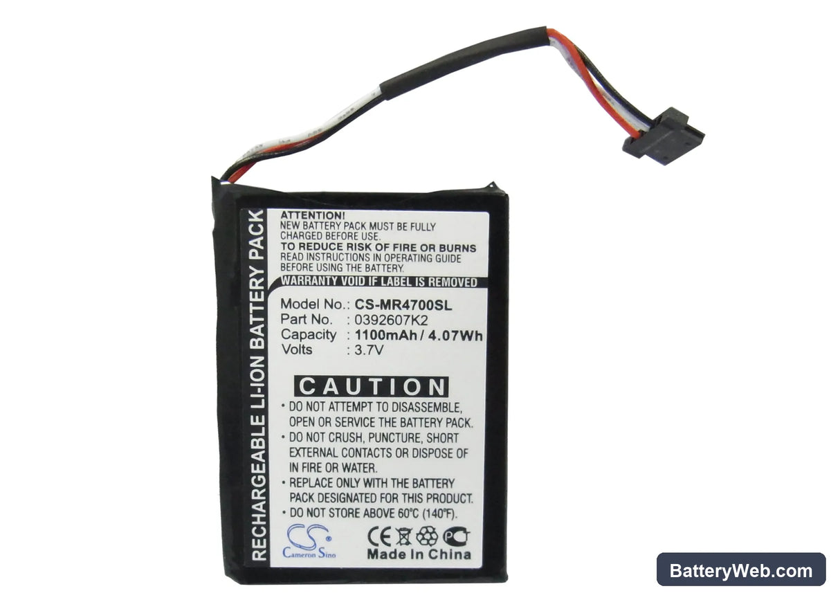 Magellan Maestro 4700 Replacement Battery, 3.7V, 1100mAh, Li-ion 5