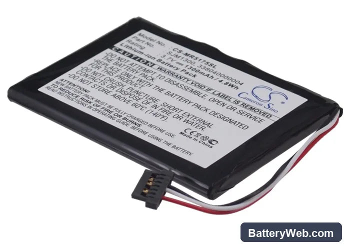 Magellan RoadMate 5175TLM Replacement Battery, 3.7V, 1300mAh, Li-ion 3