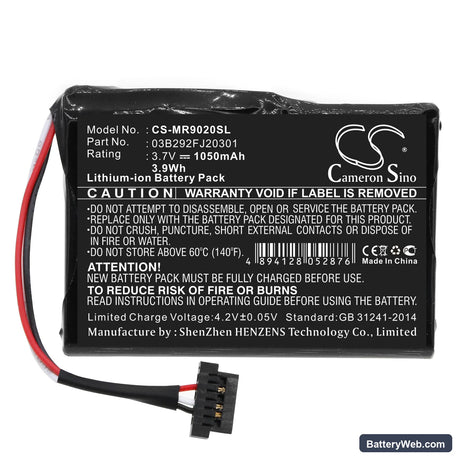 Magellan RoadMate 9055 Replacement Battery, 3.7V, 1050mAh, Li-ion 3