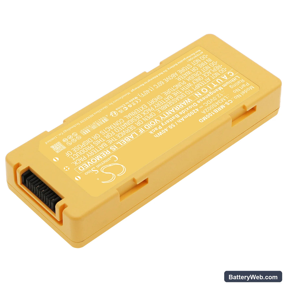 Mindray BeneHeart C Replacement Battery, 12V, 4200mAh, Li-MnO2 2