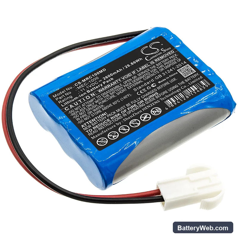 Mindray MEC-1000 Replacement Battery, 11.1V, 2600mAh, Li-ion 1