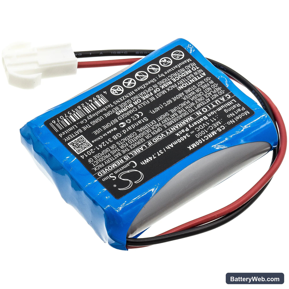 Mindray MEC-1000 Replacement Battery, 11.1V, 3400mAh, Li-ion 2