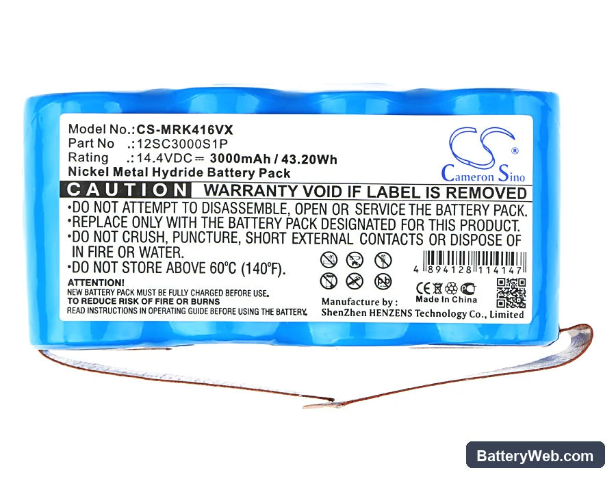 Fun Beat VacuSmart 700 Replacement Battery, 14.4V, 3000mAh, Ni-MH 5