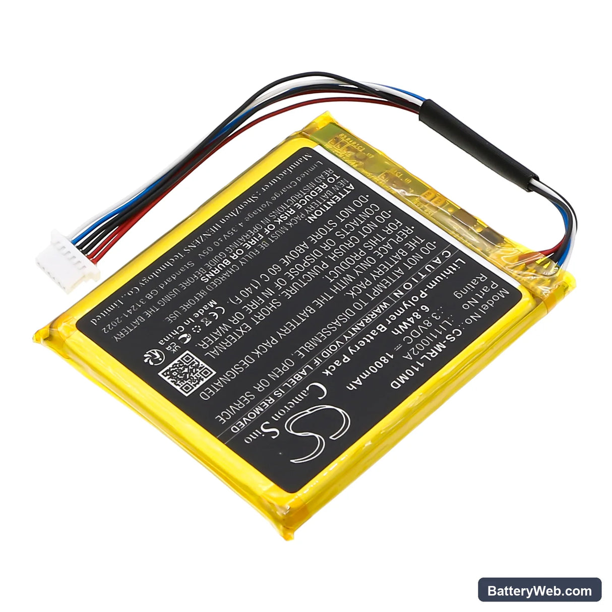 Mindray Replacement Battery, 3.8V, 1800mAh, Li-Polymer 2