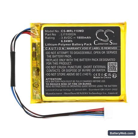 Mindray Replacement Battery, 3.8V, 1800mAh, Li-Polymer 3