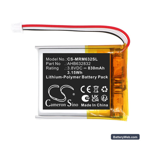 Marshall Major V Replacement Battery, 3.8V, 830mAh, Li-Polymer 3
