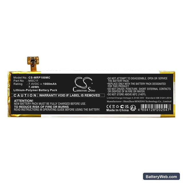 Morange M1 Pro Replacement Battery, 7.4V, 1000mAh, Li-Polymer 1