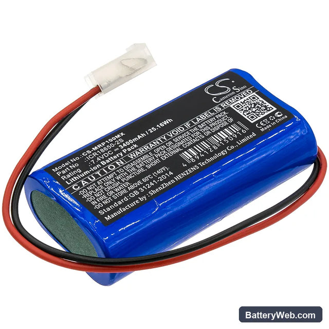 Mindray SP1 Replacement Battery, 7.4V, 3400mAh, Li-ion 1