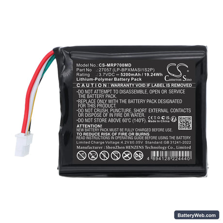 Masimo Oxymetre DE Pouls Radical-7 Replacement Battery, 3.7V, 5200mAh, Li-Polymer 3