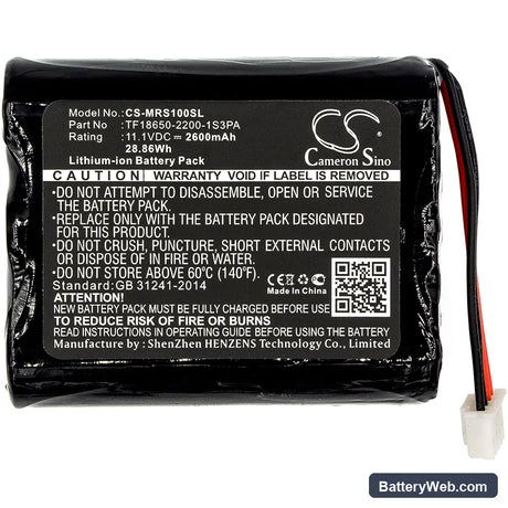 Marshall Stockwell Replacement Battery, 11.1V, 2600mAh, Li-ion 3