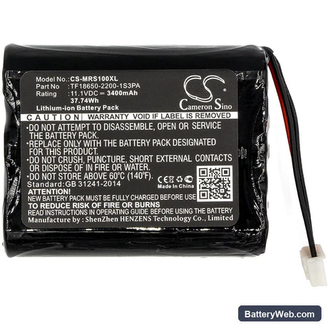 Marshall Stockwell Replacement Battery, 11.1V, 3400mAh, Li-ion 3
