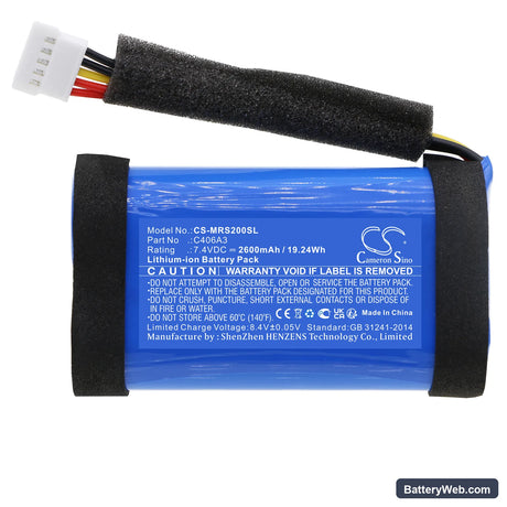 Marshall Stockwell II Replacement Battery, 7.4V, 2600mAh, Li-ion 3
