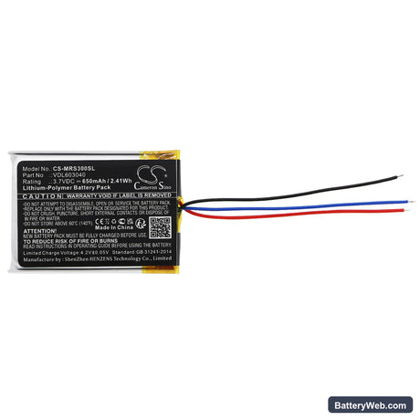 Marshall MID Replacement Battery, 3.7V, 650mAh, Li-Polymer 3