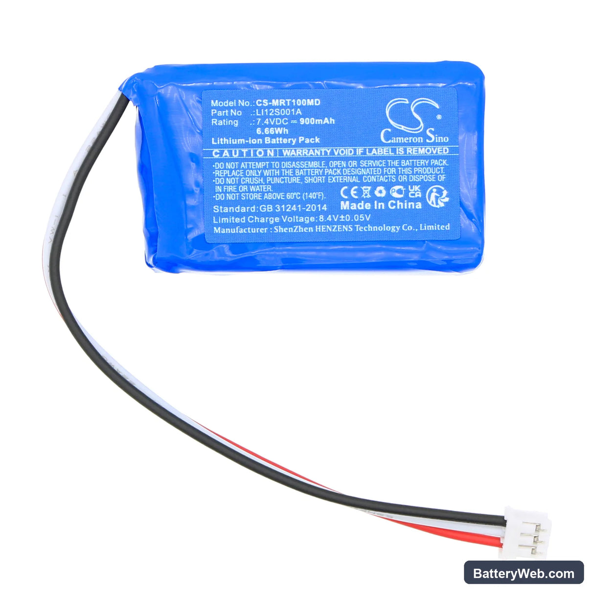 Mindray Beneview T1 Patient Monitor Replacement Battery, 7.4V, 900mAh, Li-ion 3