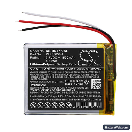 RoadMate 7771T-LMB Replacement Battery, 3.7V, 1500mAh, Li-Polymer 3